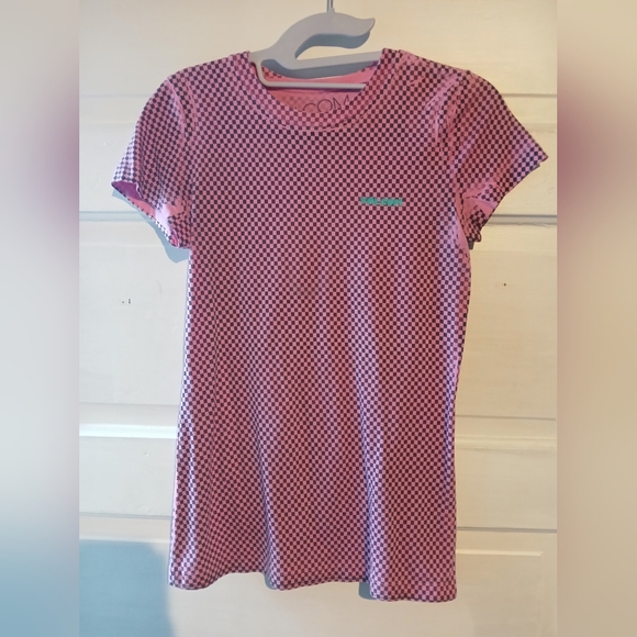 Pink checkered Volcom fitted tee - Picture 1 of 6